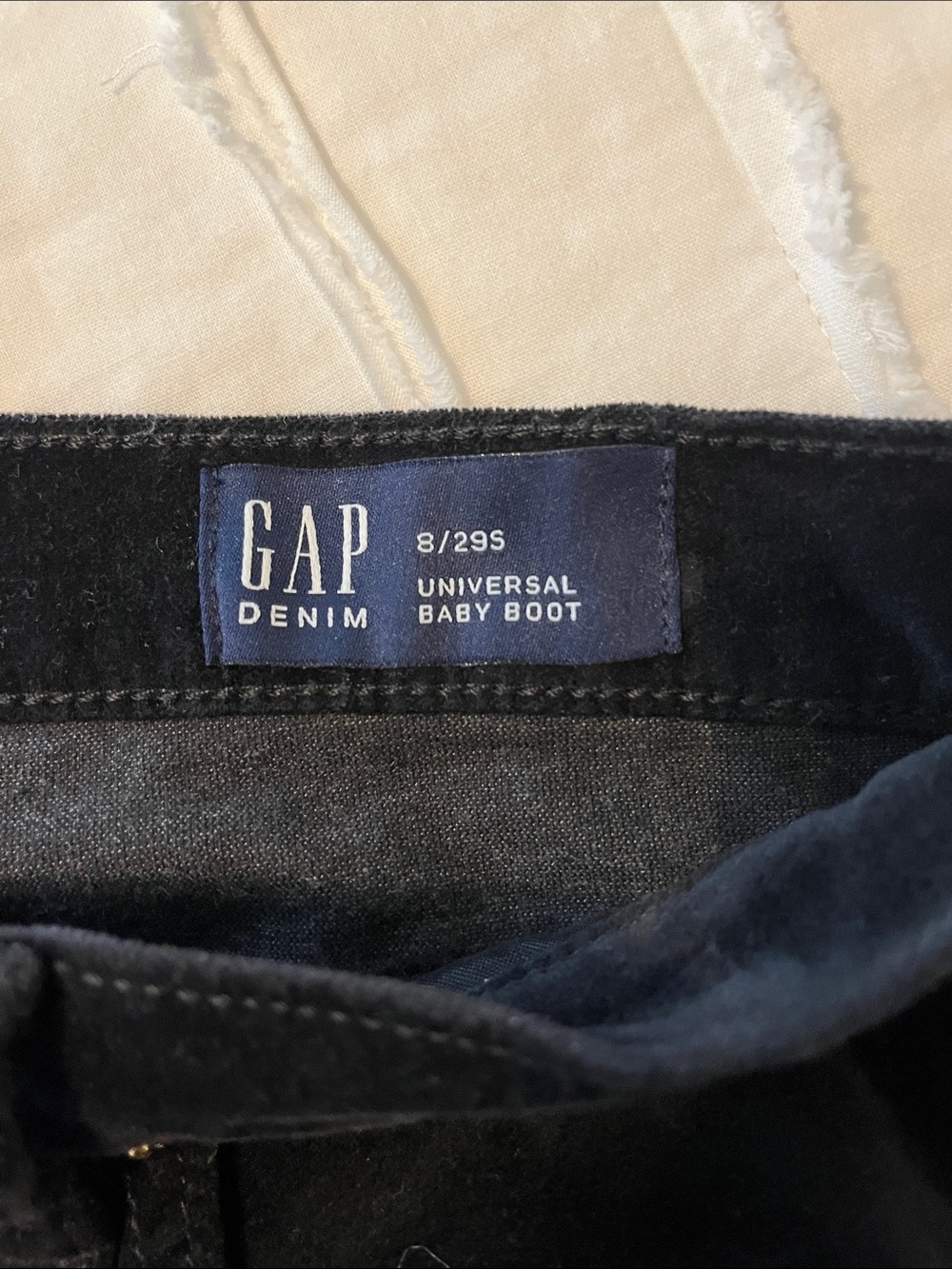 GAP black velvet 5 pocket baby boot jeans/pants size 8 short - Picture 4 of 8
